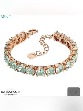 Park Lane Rose Gold Impression Bracelet with Mint Green Crystals